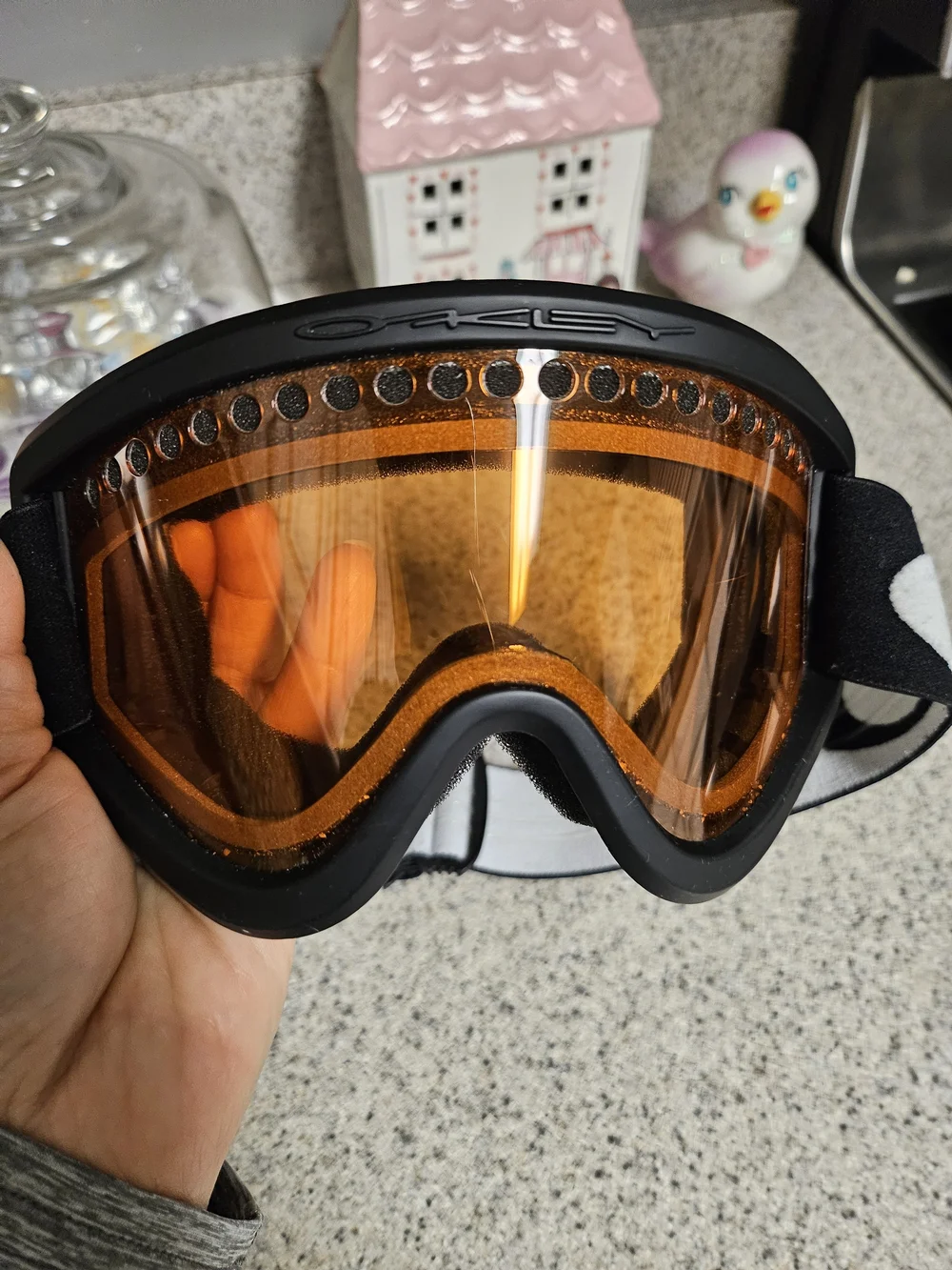 Oakley Black Goggles with Amber Lens